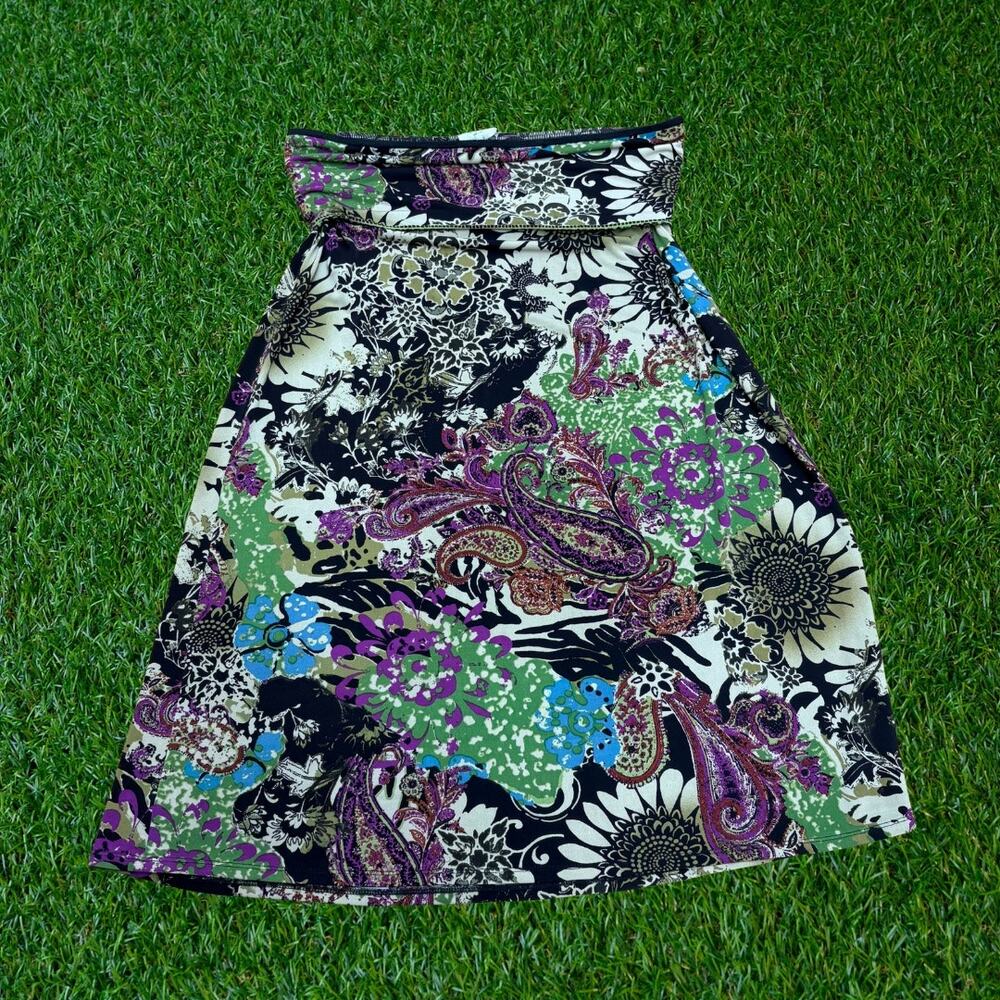 Flowy floral fold-over long skirt